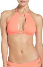 Women's Becca Color Code Halter Bikini Top, Size D - Orange