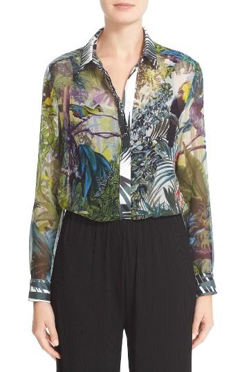 Women's Max Mara Gufo Tropicala Print Silk Blouse