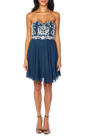 Women's Lace & Beads Annie Sequin Halter Gown