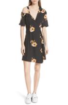 Women's A.l.c. Lucia Floral Print Silk Cold Shoulder Dress - Black