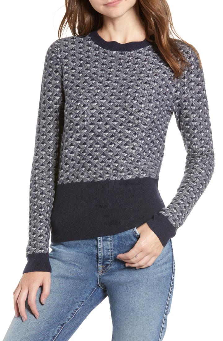 Women's Hinge Pattern Sweater, Size - Blue