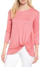 Petite Women's Bobeau Twist Hem Sweatshirt P - Red