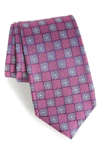 Men's Nordstrom Men's Shop Settala Medallion Silk Tie, Size X-long - Pink