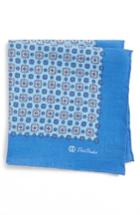 Men's David Donahue Medallion Linen Pocket Square, Size - Blue