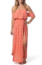 Women's Rip Curl Saltwater Off The Shoulder Maxi Dress - Coral