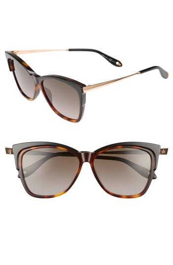 Women's Givenchy 57mm Cat Eye Sunglasses - Dark Havana