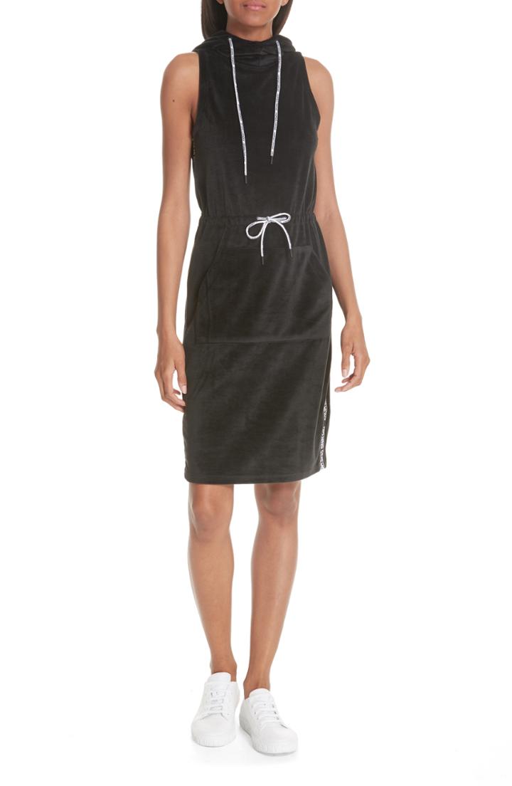 Women's Opening Ceremony Velour Hoodie Dress - Black