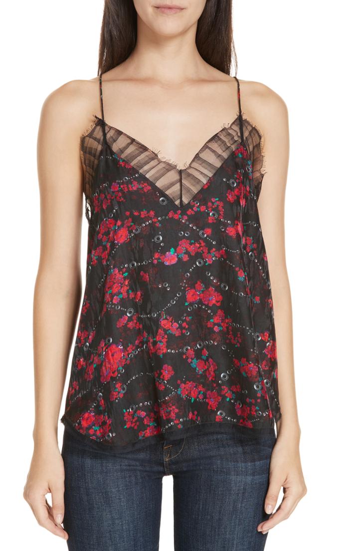 Women's Iro Dasher Lace Trim Floral Print Camisole Us / 32 Fr - Black