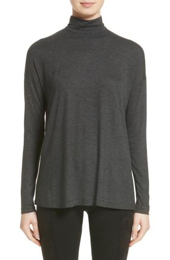 Women's Lafayette 148 New York Turtleneck Top, Size - Black