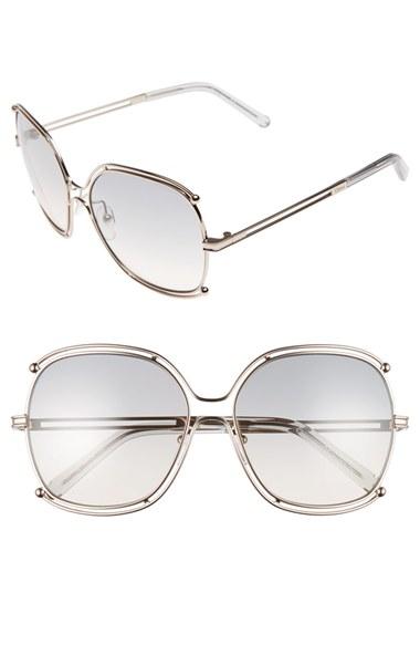 Women's Chloe Isidora 59mm Square Sunglasses - Gold/ Transparent Light Grey
