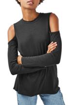 Women's Topshop Cold Shoulder Tee Us (fits Like 0) - Black