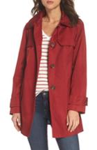 Women's London Fog Removable Hood Rain Coat - Red