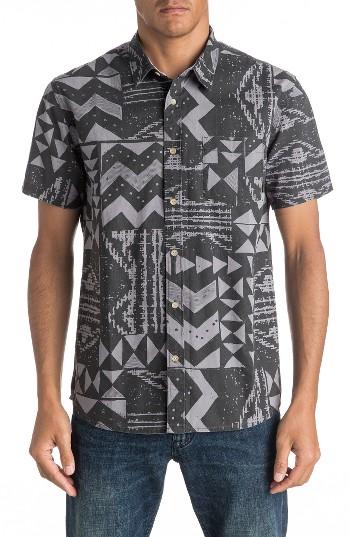 Men's Quiksilver East Cape Print Woven Shirt - Black