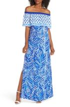 Women's Lilly Pulitzer Alicia Off The Shoulder Maxi Dress, Size - Blue