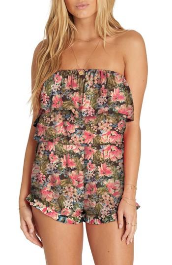 Women's Billabong Pocket Flower Strapless Romper - Green
