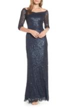 Women's Tadashi Shoji Sequin Off The Shoulder Evening Dress - Blue