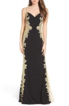 Women's Jvn By Jovani Illusion Embroidered Jersey Gown