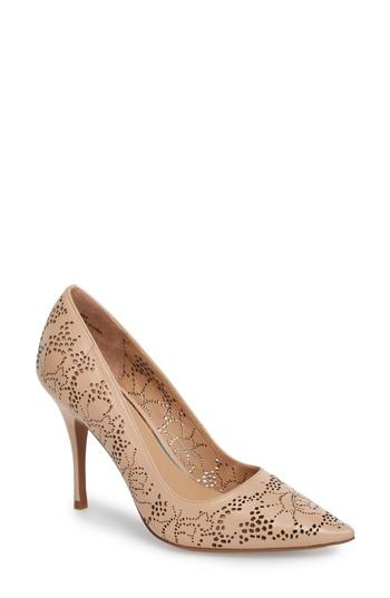 Women's Linea Paolo Piper Perforated Pointy Toe Pump .5 M - Pink