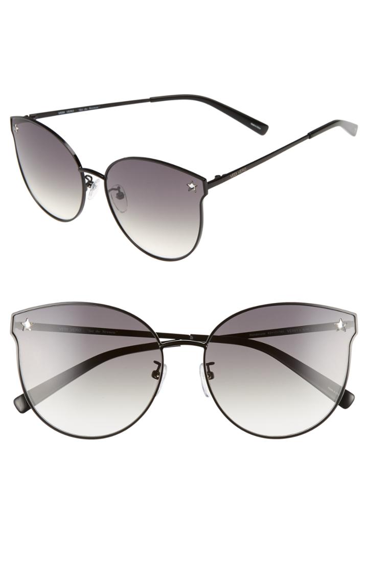 Women's Vedi Vero 62mm Oversize Round Cat Eye Sunglasses - Shiny Black