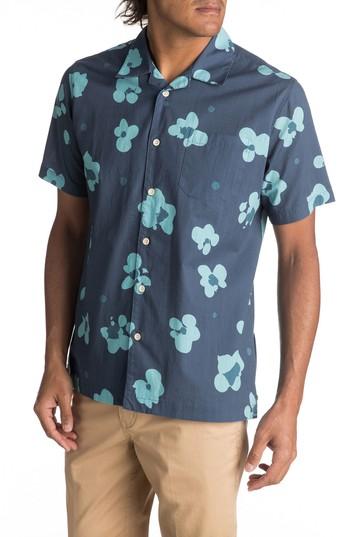 Men's Quiksilver Waterman Collection Waterfloral Camp Shirt, Size - Blue