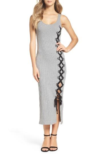 Women's French Connection Tommy Lace-up Midi Dress - Grey