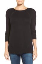 Women's Caslon Button Back Tunic Sweater, Size - Black