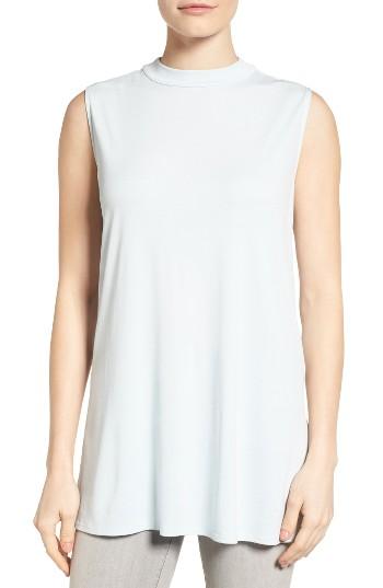 Women's Eileen Fisher Silk Mock Neck Top, Size - Blue