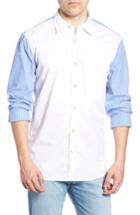 Men's French Connection Stripe Hybrid Sport Shirt - Blue