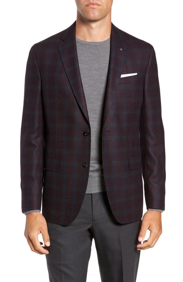 Men's Ted Baker London Konan 2b Trim Fit Wool Sport Coat R - Burgundy