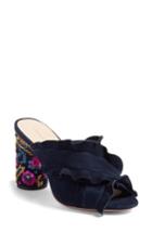 Women's Loeffler Randall Kaya Embellished Ruffle Slide Sandal .5 M - Blue