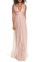 Women's Monique Lhuillier Bridesmaids Isla Ruffle Pleated Tulle Gown