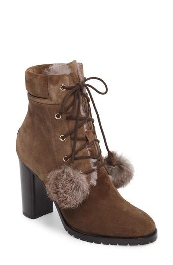 Women's Jimmy Choo Elba Genuine Rabbit Fur Boot Us / 35eu - Brown