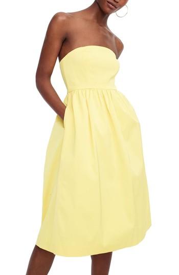 Women's J.crew Strapless Fit & Flare Dress - Yellow