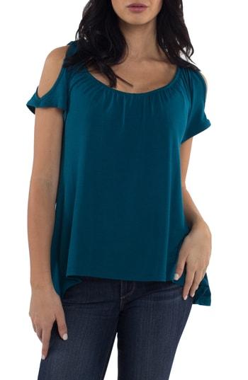 Women's Udderly Hot Mama Chloe Cold Shoulder Nursing Top - Blue/green