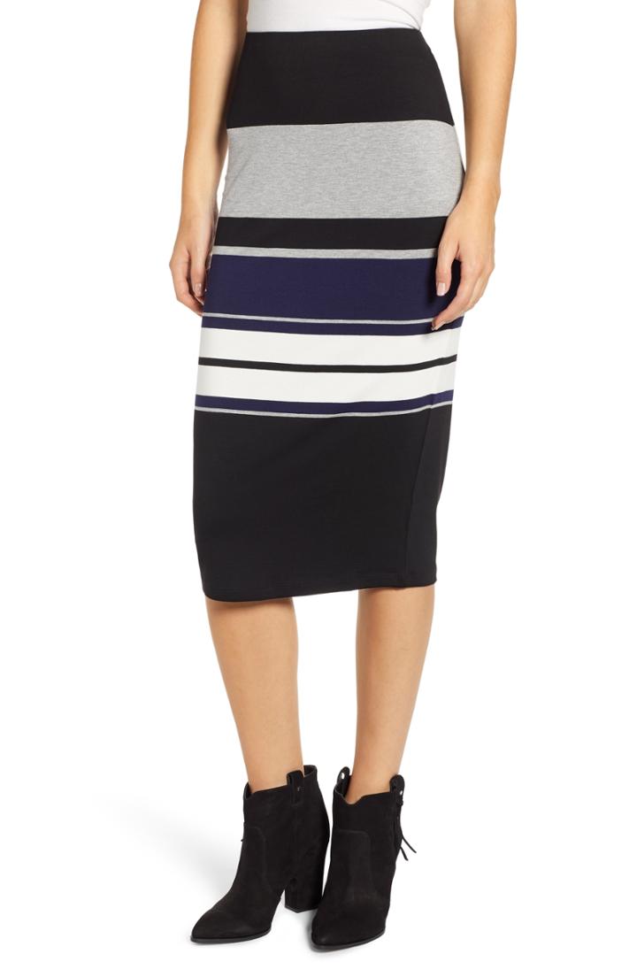 Women's Love, Fire Placement Stripe Midi Skirt
