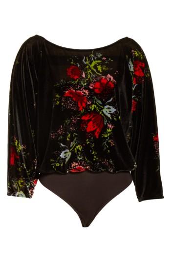 Women's Free People Babe Slouchy Velvet Bodysuit - Black