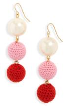 Women's J.crew Crochet Ball And Imitation Pearl Drop Earrings