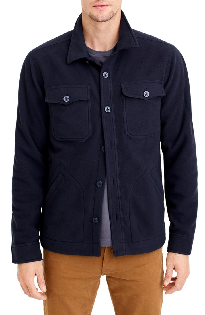 Men's J.crew Polar Fleece Overshirt - Blue