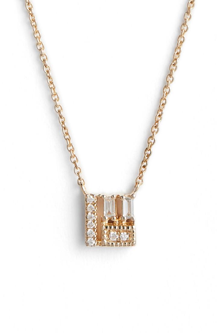 Women's Dana Rebecca Designs Lisa Michelle Baguette Diamond Square Pendant Necklace