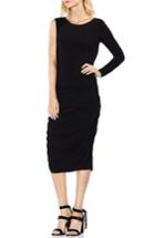 Women's Vince Camuto One Sleeve Side Ruched Body-con Dress - Black