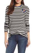 Women's Halogen Stripe Cashmere Sweater, Size - Black