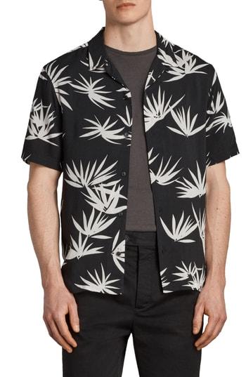 Men's Allsaints Bhutan Regular Fit Short Sleeve Sport Shirt - Black