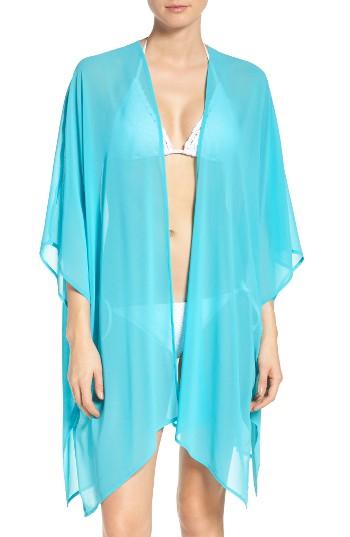 Women's Halogen Chiffon Cover-up Kimono, Size - Blue/green