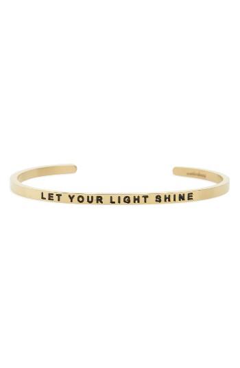Women's Mantraband Let Your Light Shine Engraved Cuff