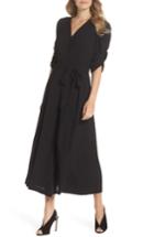 Women's Eliza J Ruched Sleeve Wide Leg Jumpsuit - Black