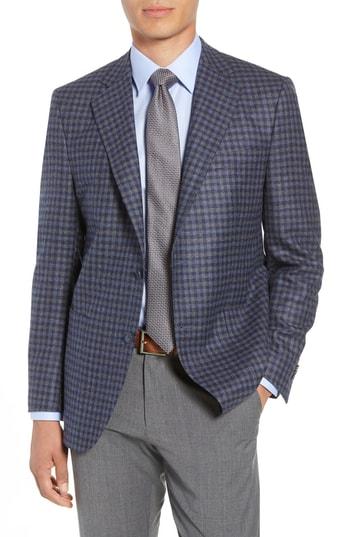 Men's Peter Millar Flynn Classic Fit Check Wool Blend Sport Coat R - Blue