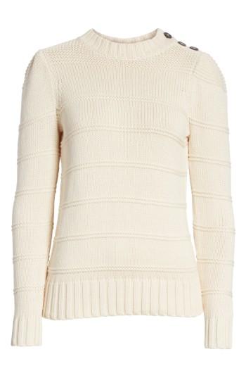 Women's La Vie Rebecca Taylor Stripe Cotton & Merino Wool Sweater - Ivory