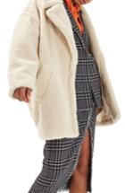 Women's Topshop Borg Cocoon Coat Us (fits Like 0-2) - Ivory
