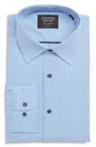 Men's Nordstrom Men's Shop Tech-smart Classic Fit Stretch Check Dress Shirt - 32/33 - Blue