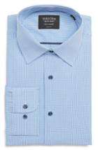 Men's Nordstrom Men's Shop Tech-smart Classic Fit Stretch Check Dress Shirt - 32/33 - Blue